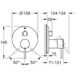 Grohe Einhandbatterie Atrio 24096 FMS F. 35600 3-Wege Umst. Hard Graphite Geb., 24096AL3 -GROHE SHOP 26564253 2