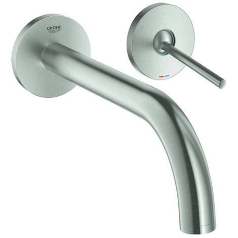 Grohe 2 Loch Waschtisch Wandarmatur Atrio 19918 FMS Ausladung 221mm Supersteel, 19918DC3 3 Grohe 2 Loch Waschtisch Wandarmatur Atrio 19918 FMS Ausladung 221mm Supersteel, 19918DC3