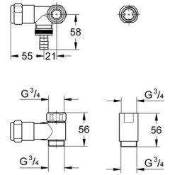 Grohe WaS-Ventil Batterie 41040 Design-Gr. DN20 Anschluss Links Für 1/2 Chrom, 41040000 -GROHE SHOP 26566204 2