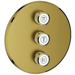 GROHE 3-fach Unterputzventil Grohtherm SmartControl 29122, Fertigmontageset Für Rapido SmartBox, Wandrosette Rund, Cool Sunrise Gebürstet
