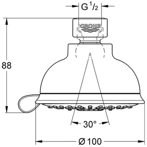 Grohe Kopfbrause Tempesta Rustic 100 27610 4 Strahlarten Chrom, 27610001 4 Grohe Kopfbrause Tempesta Rustic 100 27610 4 Strahlarten Chrom, 27610001 – Bild 2
