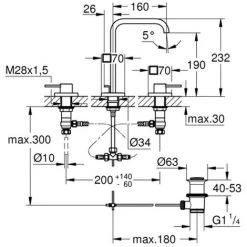 Grohe 3-loch Waschtisch Batterie Allure 20188 DN15 Mit Hebelgriffen Chrom -GROHE SHOP 26568003 2
