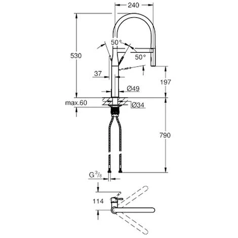 GROHE Einhand-Spültischbatterie Essence 30294, Einlochmontage, Herausziehbare SpeedClean Profibrause, Cool Sunrise Gebürstet 4 GROHE Einhand-Spültischbatterie Essence 30294, Einlochmontage, Herausziehbare SpeedClean Profibrause, Cool Sunrise Gebürstet – Bild 2