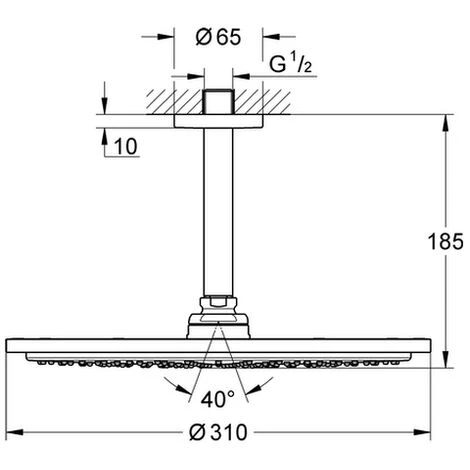 Grohe Kopfbrauseset Rainshower Cosmit 310 26067 Deckenauslass 142mm Supersteel, 26067DC0 4 Grohe Kopfbrauseset Rainshower Cosmit 310 26067 Deckenauslass 142mm Supersteel, 26067DC0 – Bild 2