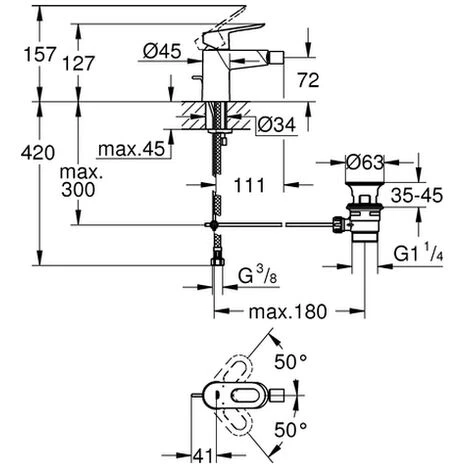 Grohe Einhebel -Bidetarmatur, Dn 15 BauLoop 23338 Einlochmontage Chrom, 23338000 4 Grohe Einhebel -Bidetarmatur, Dn 15 BauLoop 23338 Einlochmontage Chrom, 23338000 – Bild 2