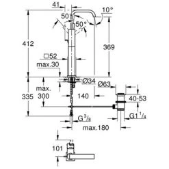 Grohe Einhebelmischer Waschtisch Batterie Allure 32249 Für Freistehende Waschschüsseln Chrom -GROHE SHOP 26569949 2