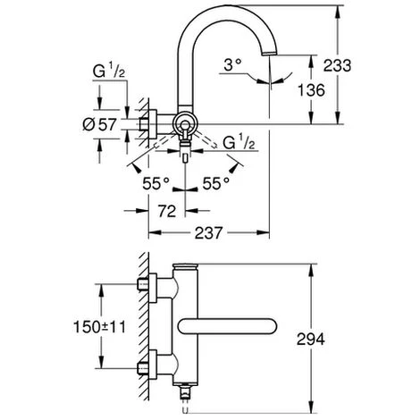 Grohe Einhand-Wannenbatterie Atrio 32652 Wandmontage Warm Sunset, 32652DA3 4 Grohe Einhand-Wannenbatterie Atrio 32652 Wandmontage Warm Sunset, 32652DA3 – Bild 2