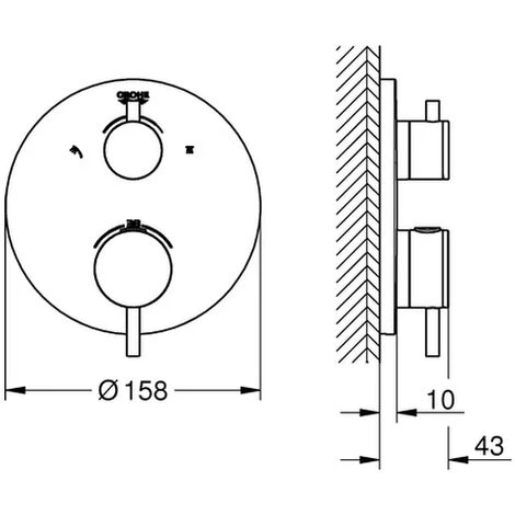 Grohe THM-Brausebatterie Atrio 24135 FMS Für 35600 2-Wege-Umstellung Supersteel, 24135DC3 4 Grohe THM-Brausebatterie Atrio 24135 FMS Für 35600 2-Wege-Umstellung Supersteel, 24135DC3 – Bild 2