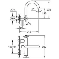 Grohe Zweigriff-Wannenbatterie Atrio 25010 Wandmontage Kreuz-Griff Warm Sunset, 25010DA3 5 Grohe Zweigriff-Wannenbatterie Atrio 25010 Wandmontage Kreuz-Griff Warm Sunset, 25010DA3 -GROHE SHOP 26571534 2