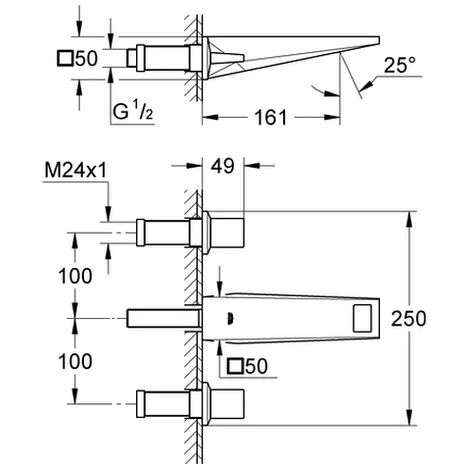 Grohe 3-L- Waschtisch Wandbatterie Allure Brilliant 20346 FMS Ausladung 161mm Supersteel, 20346DC0 4 Grohe 3-L- Waschtisch Wandbatterie Allure Brilliant 20346 FMS Ausladung 161mm Supersteel, 20346DC0 – Bild 2