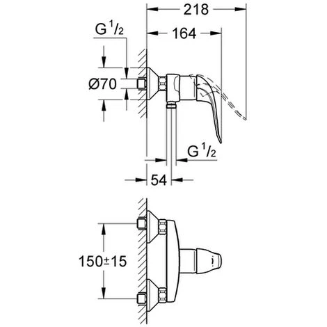 Grohe Brausearmatur Einhebelmischer EuroEco Special 32780 Wandmontage S-Anschlüsse Chrom 4 Grohe Brausearmatur Einhebelmischer EuroEco Special 32780 Wandmontage S-Anschlüsse Chrom – Bild 2