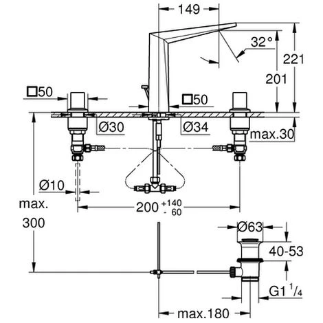 Grohe 3-Loch- Waschtisch Batterie Allure Brilliant 20344 Zugst.-Abl.grt. Hard Graphite Geb., 20344AL0 4 Grohe 3-Loch- Waschtisch Batterie Allure Brilliant 20344 Zugst.-Abl.grt. Hard Graphite Geb., 20344AL0 – Bild 2