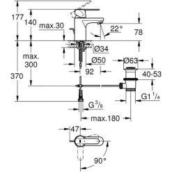Grohe Get Einhand-Waschtischbatterie, DN 15 S-Size, 1 Stück, 31148000 -GROHE SHOP 27632924 2