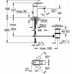 Grohe Einhand-Waschtischbatterie EUROCUBE DN 15, Zugstangen-Ablaufgarnitur 1 1/4" Chrom 23127000 -GROHE SHOP 28793163 3