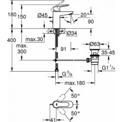 Grohe Einhand-Waschtischbatterie BAUEDGE DN 15, S-Size Chrom 23802000 7 Grohe Einhand-Waschtischbatterie BAUEDGE DN 15, S-Size Chrom 23802000 -GROHE SHOP 28799735 3