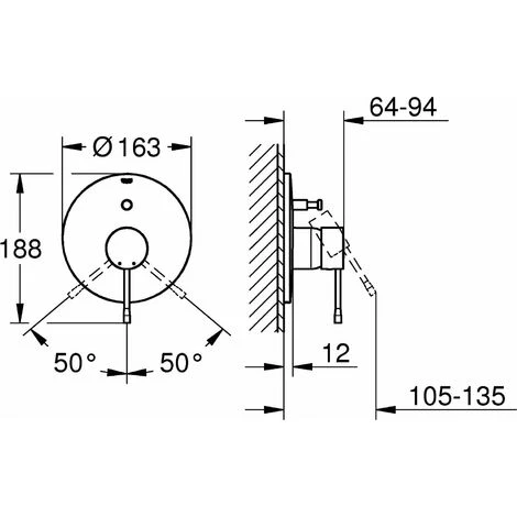 Grohe Einhand-Wannenbatterie ESSENCE Fertigmontageset Supersteel 19285DC1 5 Grohe Einhand-Wannenbatterie ESSENCE Fertigmontageset Supersteel 19285DC1 – Bild 3