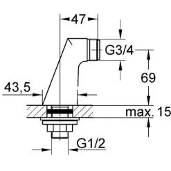 Grohe Standanschluss 1/2", Ausladung 47mm, Höhe 69mm, Rot, Alternativmodell -GROHE SHOP 33984741 2