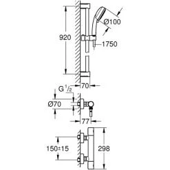 Grohe Grohtherm 800 Cosmopolitan Thermostat-Brauseset, DN 15, Mit Tempesta C Brausegarnitur II, 900 Mm, Chrom - 34769000 -GROHE SHOP 42416757 2