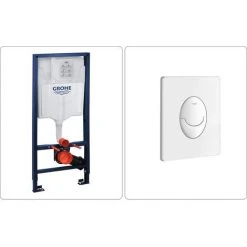 GROHE Wand WC Vorwandelement Rapid-SL & GROHE SKATE WC-Betätigungsplatte Weiß