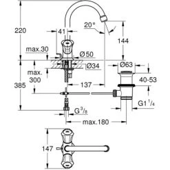 Grohe Costa Waschtisch-Einlochbatterie 1/2" Chrom 21375001 9 Grohe Costa Waschtisch-Einlochbatterie 1/2" Chrom 21375001 -GROHE SHOP 44150181 3