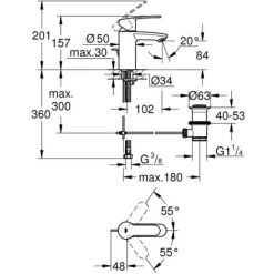 Grohe Eurostyle Cosmopolitan Einhand-Waschtischbatterie 1/2" S-Size Chrom EcoJoy -GROHE SHOP 44151095 3