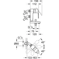 Grohe Eurostyle Cosmopolitan Vertica-Einhand-Wannenbatterie 1/2" Chrom 23302000 -GROHE SHOP 44154990 3