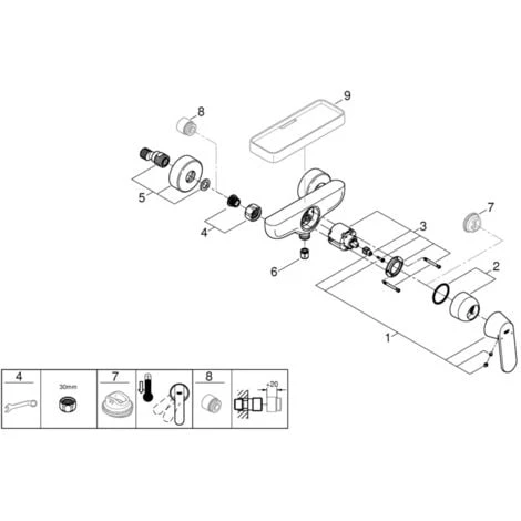 Grohe Eurosmart Cosmopolitan Einhand-Brausebatterie 1/2" Chrom 32837000 3 Grohe Eurosmart Cosmopolitan Einhand-Brausebatterie 1/2" Chrom 32837000