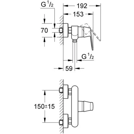 Grohe Eurosmart Cosmopolitan Einhand-Brausebatterie 1/2" Chrom 32837000 7 Grohe Eurosmart Cosmopolitan Einhand-Brausebatterie 1/2" Chrom 32837000 – Bild 5