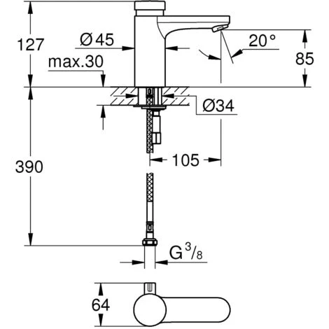 Grohe Eurosmart CT Selbstschluss-Waschtischbatterie Mit Mischung Und Temperaturbegrenzer Chrom 36317000 7 Grohe Eurosmart CT Selbstschluss-Waschtischbatterie Mit Mischung Und Temperaturbegrenzer Chrom 36317000 – Bild 5