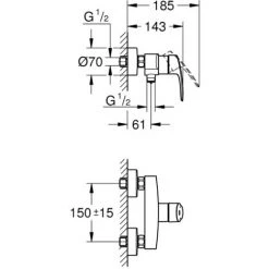 Grohe Eurosmart Einhand-Brausebatterie 1/2" Chrom 33555003 -GROHE SHOP 44161840 5