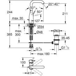 Grohe Essence Einhand-Waschtischbatterie 1/2" L-Size Chrom 24174001 10 Grohe Essence Einhand-Waschtischbatterie 1/2" L-Size Chrom 24174001 -GROHE SHOP 44161943 4