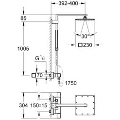 Grohe Euphoria Cube System 230 Duschsystem Mit Thermostatbatterie Wandmontage Chrom 26087000 11 Grohe Euphoria Cube System 230 Duschsystem Mit Thermostatbatterie Wandmontage Chrom 26087000 -GROHE SHOP 44167508 5