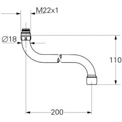 Grohe Rohrauslauf Chrom 13051000 Für Küchen-Wandbatterien, Schwenkbar M 22 X 1 -GROHE SHOP 44170251 3