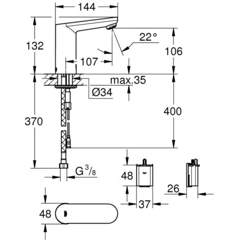 Grohe Eurosmart CE Infrarot-Elektronik Mischung Waschtisch 1/2" Chrom 36330001 5 Grohe Eurosmart CE Infrarot-Elektronik Mischung Waschtisch 1/2" Chrom 36330001 – Bild 3