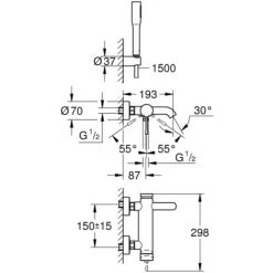 Grohe Essence Einhand-Wannenbatterie 1/2" Chrom 25249001 -GROHE SHOP 44175299 3