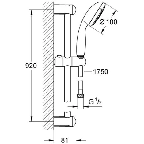 Grohe Tempesta 100 Brausestangenset 3 Strahlarten Chrom 27796001 5 Grohe Tempesta 100 Brausestangenset 3 Strahlarten Chrom 27796001 – Bild 3