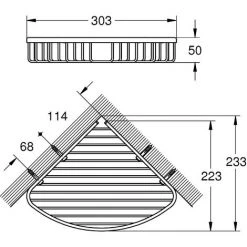 Grohe Universal Ablagekorb BauCosmopolitan | 40663001 | Glänzende StarLight Oberfläche | Für Die Eckmontage | Metall Verchromt | 23,3 X 30,3 Cm | Klassischer Stil | 08772 8 -GROHE SHOP 46569341 2