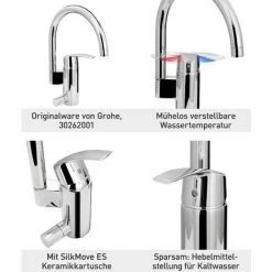 Grohe Spültischarmatur Start Mit Geräteanschluss | 30262001 | Einhandmischer Mit Keramikkartusche | Schwenkbarer Auslauf | Geräteabsperrventil | StarLight Oberfläche | Messing Verchromt |12BA3599 -GROHE SHOP 46752874 3