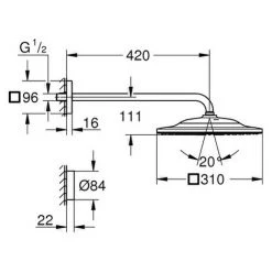 GROHE Kopfbr.Set Rainshower SmartConnect 310 26642 Rund Brausearm Chrom 26642000 -GROHE SHOP 50701261 3