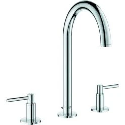 Grohe 3-Loch-Waschtischbatterie ATRIO DN 15, Hebelgriffe Cool Sunrise 20009GL3