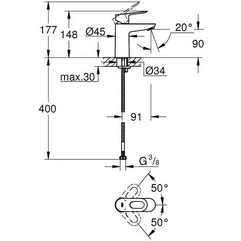 Grohe BauLoop Einhand-Waschtischbatterie, S-Size 5 Grohe BauLoop Einhand-Waschtischbatterie, S-Size – Bild 3
