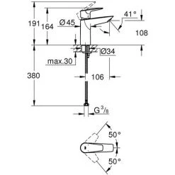 Grohe Einhand-Waschtischbatterie BauEdge Neu, M-Size -GROHE SHOP 55341858 2