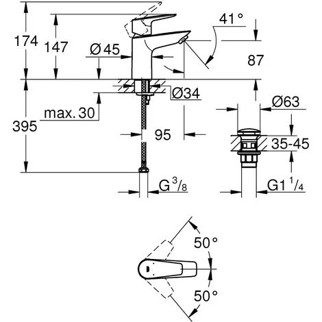 Grohe Einhand-Waschtisch-Batterie BauEdge Mit Push-Open-Ablgar., LowFlow, S-Size 4 Grohe Einhand-Waschtisch-Batterie BauEdge Mit Push-Open-Ablgar., LowFlow, S-Size – Bild 2