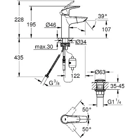 Grohe Eurosmart Einhand-Waschtischbatterie, M-Size Mit Ausziehb. Auslauf 5 Grohe Eurosmart Einhand-Waschtischbatterie, M-Size Mit Ausziehb. Auslauf – Bild 3