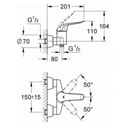 GROHE Einhand-Brausebatterie Euroeco Special 32782 Wandmontage S-Anschlüsse Chrom -GROHE SHOP 5625651 2