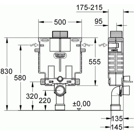 GROHE Uniset Für WC 38415 Bauhöhe 0,82m Spülkasten 6-9l Betätigung Von Vorn/oben 4 GROHE Uniset Für WC 38415 Bauhöhe 0,82m Spülkasten 6-9l Betätigung Von Vorn/oben – Bild 2