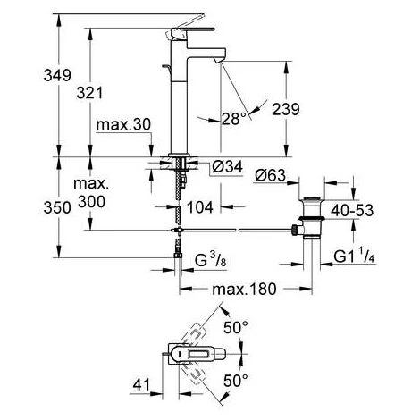 GROHE Quadra Einhand-Waschtischbatterie, DN 15 Für Freistehende Waschschüsseln 32633KS0 4 GROHE Quadra Einhand-Waschtischbatterie, DN 15 Für Freistehende Waschschüsseln 32633KS0 – Bild 2