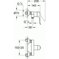 Grohe Euroeco Special Einhand-Brausebatterie, DN 15 Wandmontage Chrom 33575000 -GROHE SHOP 5634083 2
