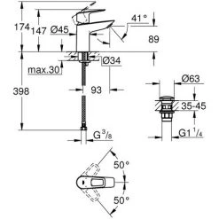 Grohe Einhand-Waschtisch-Batterie BauLoop Neu, Mit Push-Open-Ablaufgarnitur, S-Size -GROHE SHOP 56534900 2