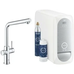 Grohe Blue Home DUO Starter Kit Mit Einhand Spültischbatterie Mit L-Auslauf Supersteel